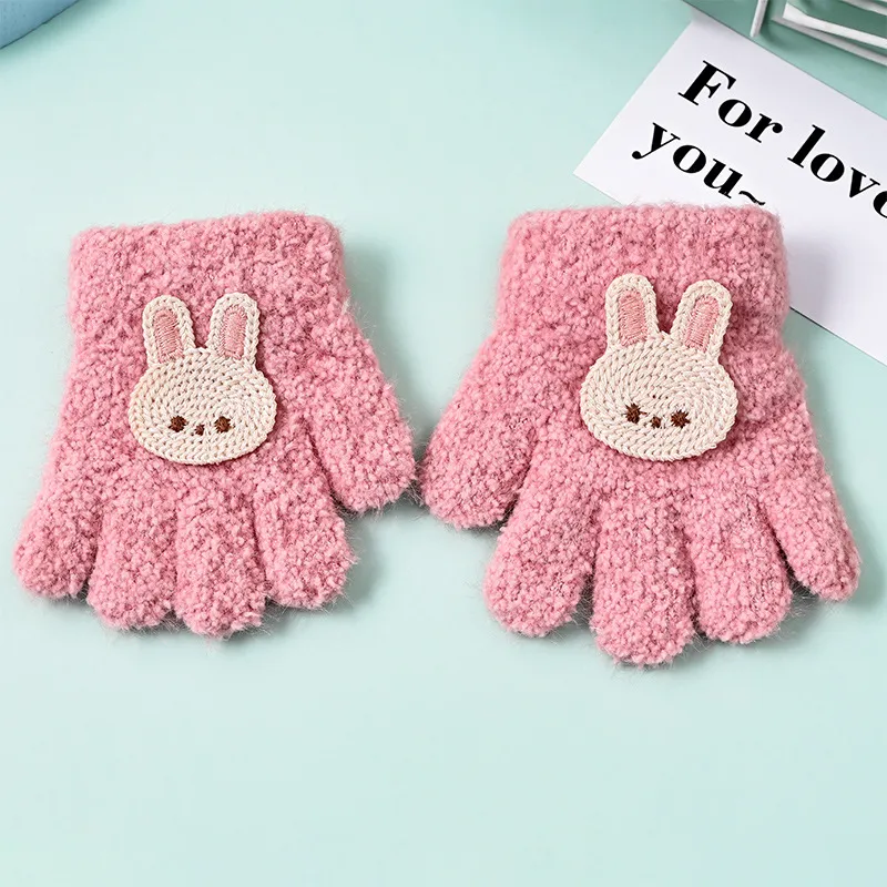 Under Pellet Mink Fur Knit Gloves Kids'-5