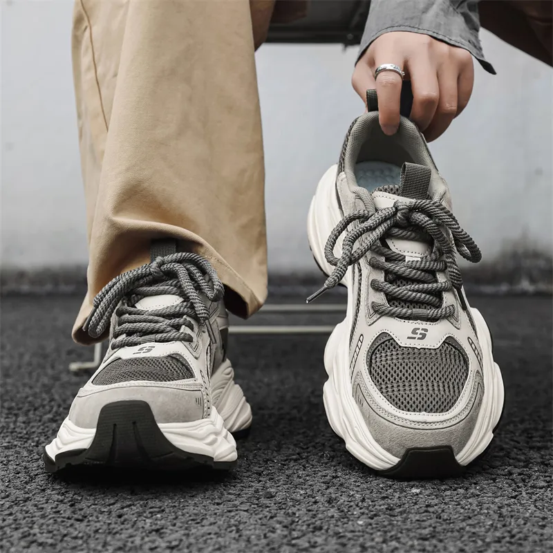 AD Slip Resistant Cushioning Abrasion Resistant Low Top Chunky Sneakers Men's-4