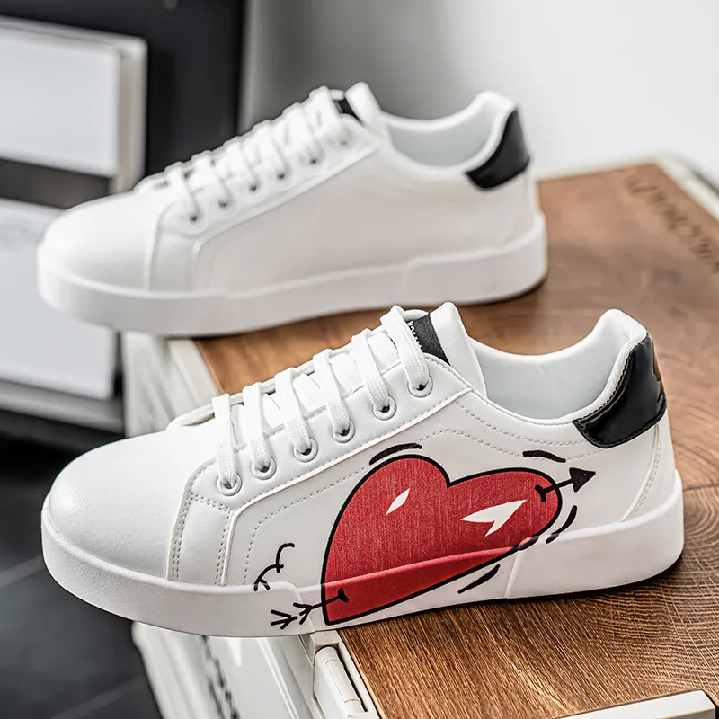 AD Non slip Lightweight Low Top Skateboard Shoes Men's White Black-2