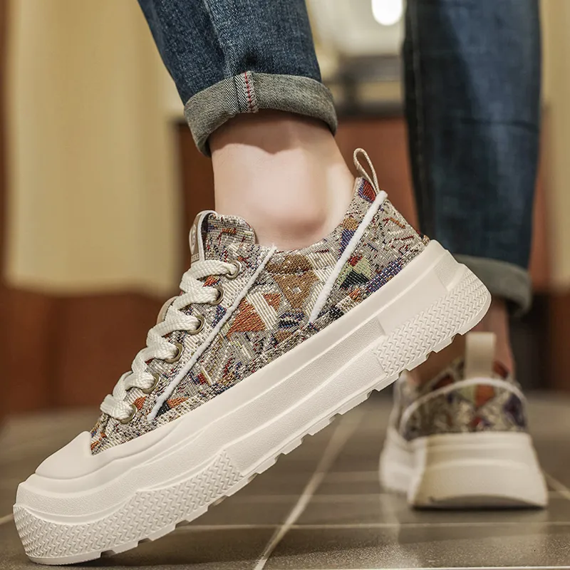 AD Breathable Height Increase Low Top Canvas Shoes Men's-3