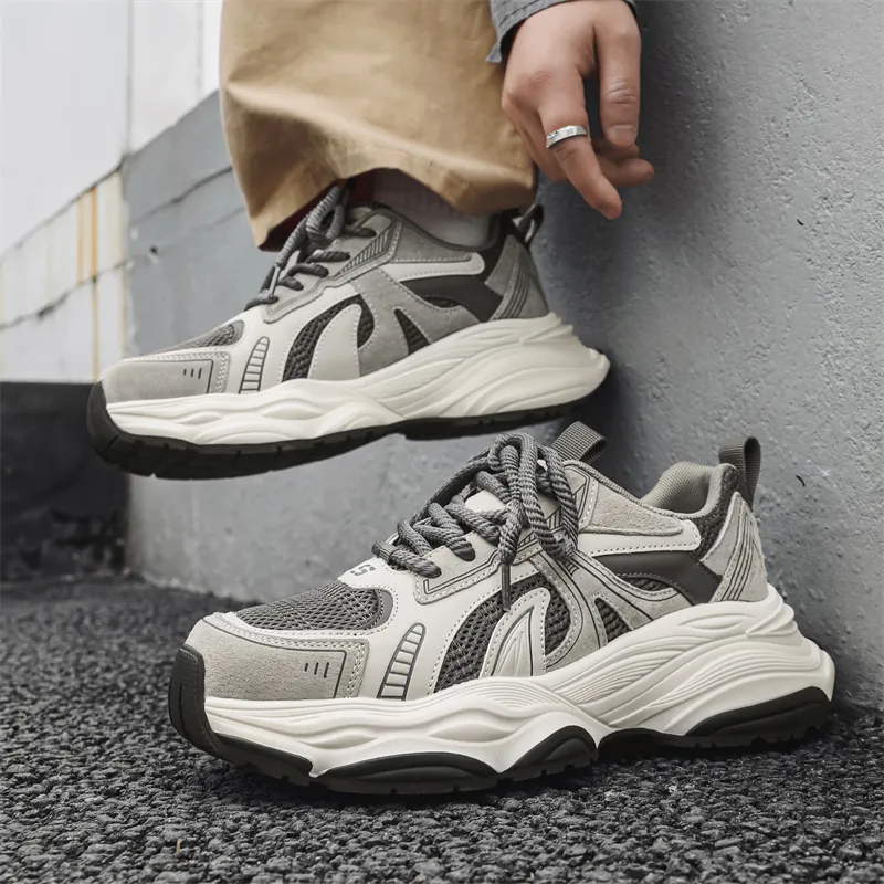 AD Slip Resistant Cushioning Abrasion Resistant Low Top Chunky Sneakers Men's-3
