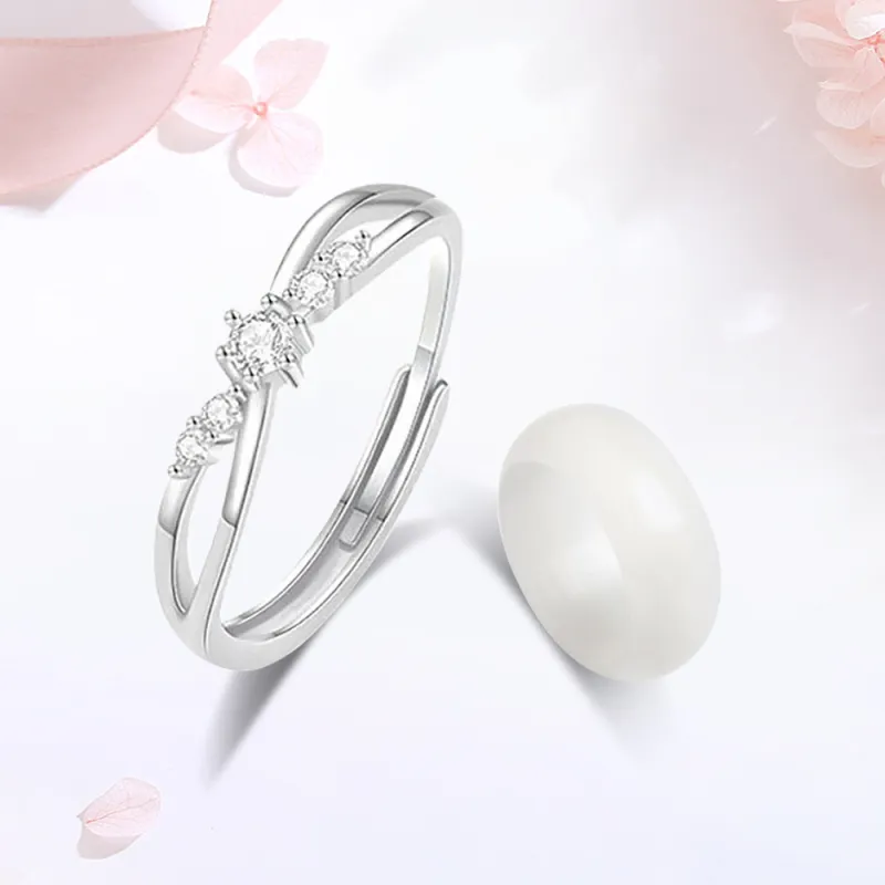 Tkb White Jade Bodhi Pinky Ring Pair Unisex-6