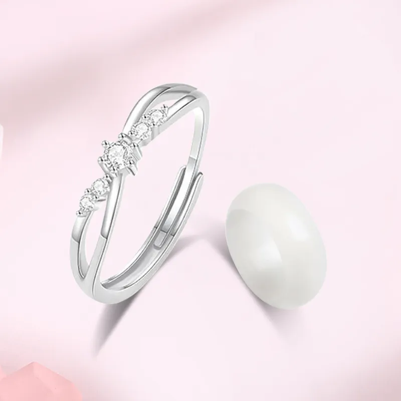 Tkb White Jade Bodhi Pinky Ring Pair Unisex-5