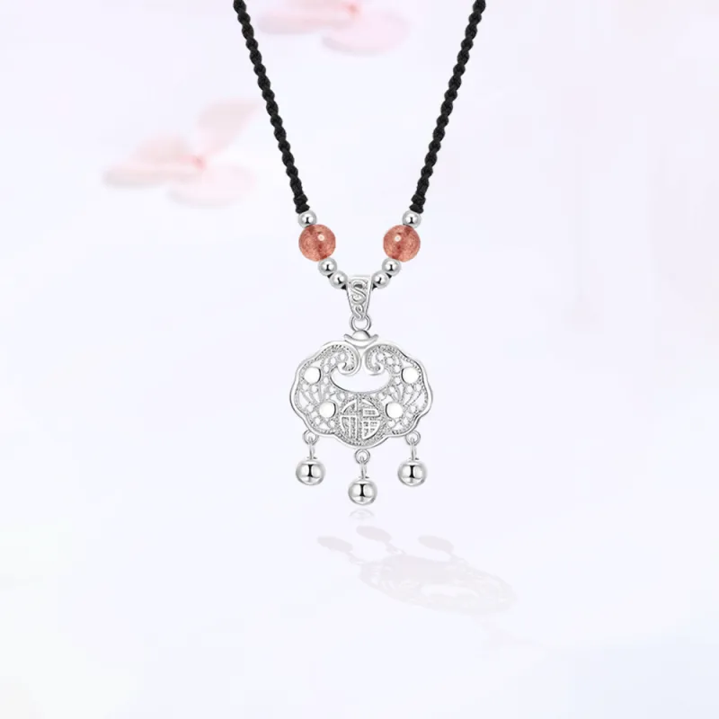 Tkb Alloy Peace Lock Necklace Unisex-5