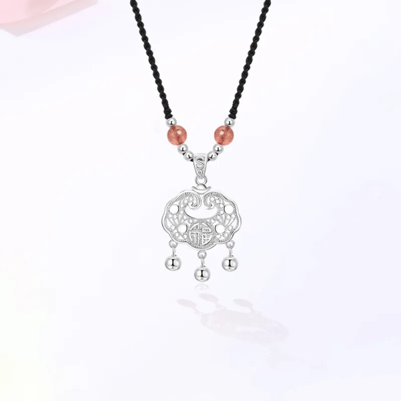 Tkb Alloy Peace Lock Necklace Unisex-4