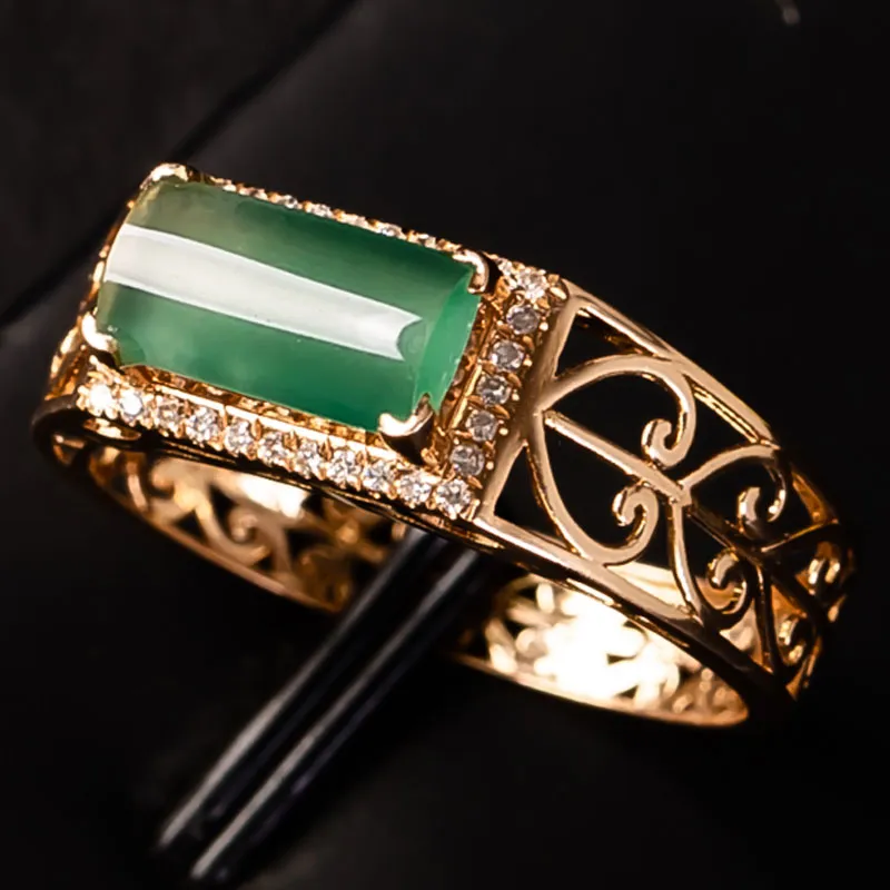 Yubo City Ice Type Jadeite Rings Unisex-3