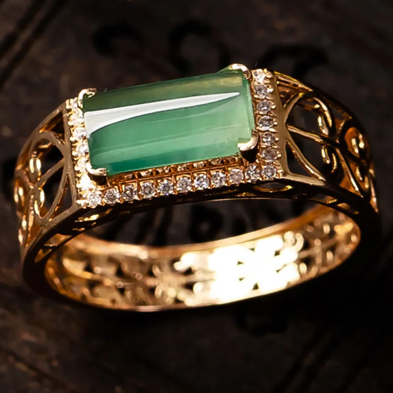Yubo City Ice Type Jadeite Rings Unisex-4