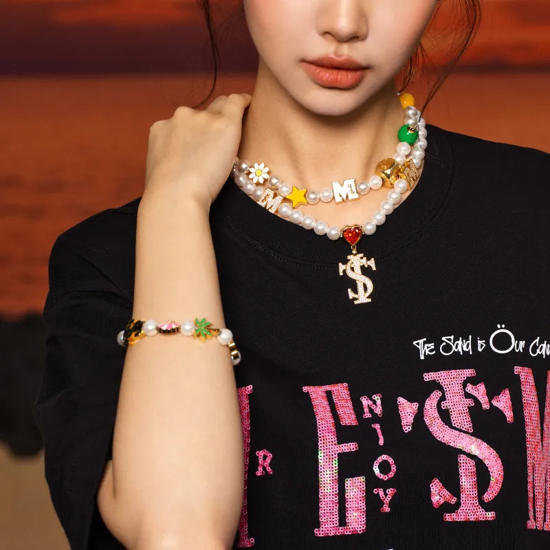 STK SMALL TOWN KID Copper+Glass Beads+Low Temperature Enamel Bracelets Unisex-3