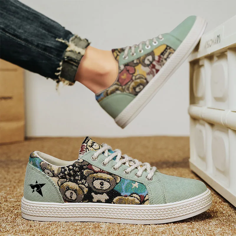 Bookish Star Anti Slip Wear Resistant Low Top Skateboard Shoes Men's-7