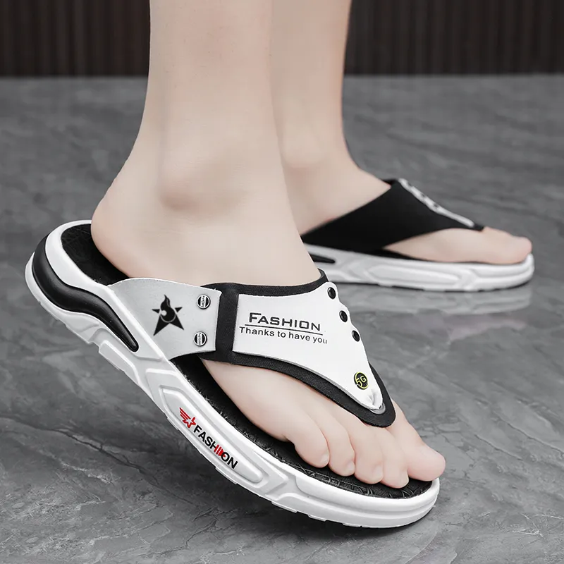 Bookish Star Rubber Sole Odor Resistant Abrasion Resistant Slip Resistant Flip Flops Men's-2