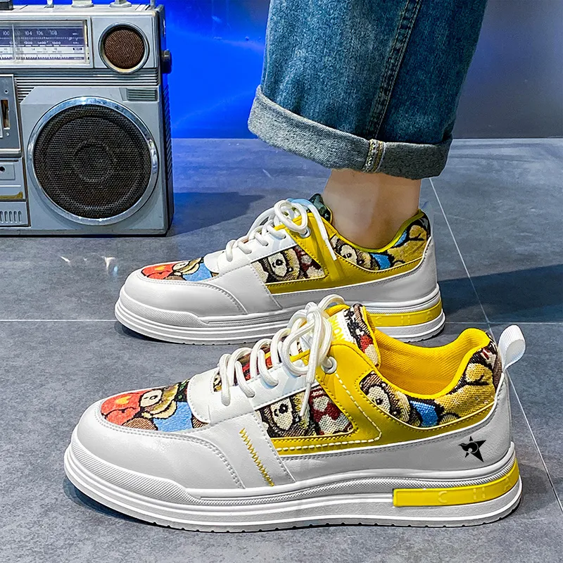 Bookish Star Anti Slip Wear Resistant Low Top Skateboard Shoes Men's-7