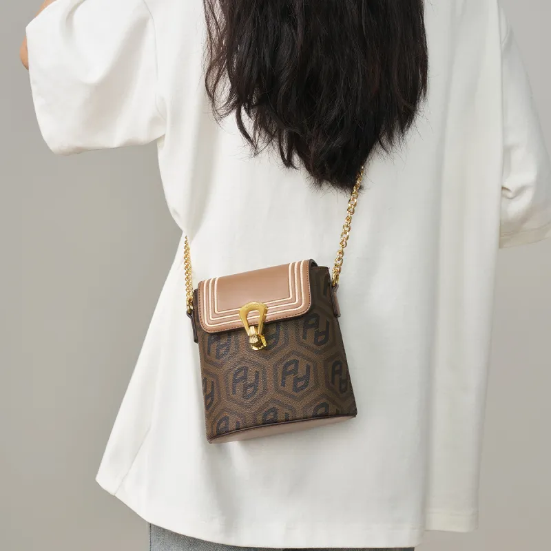 AOKANG PVC Crossbody Shoulder Bag Medium Size Women's Coconut Milk White/Cocoa Coffee-6