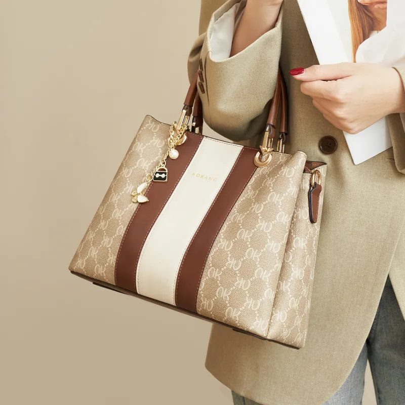 AOKANG PVC Lady Dior Bag Tote Handbag, Shoulder Bag, Crossbody Bag Tubas Women's Coffee Brown/Glazed Green-2