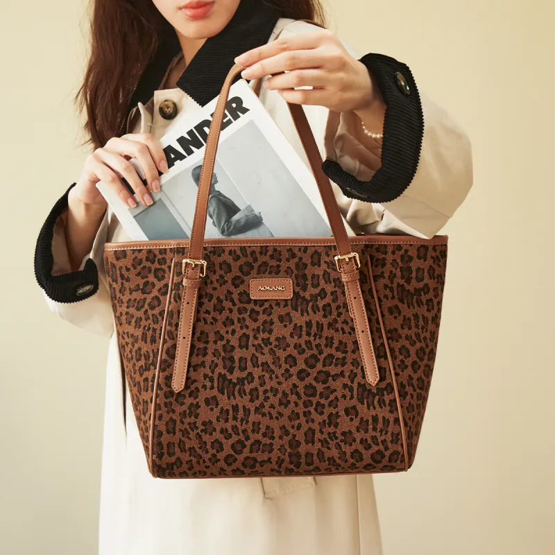 AOKANG Fabric Shoulder Bag, Tote Bag, Shopping Bag, Mommy Bag Large Size Women's Classic Black/Mocha-6