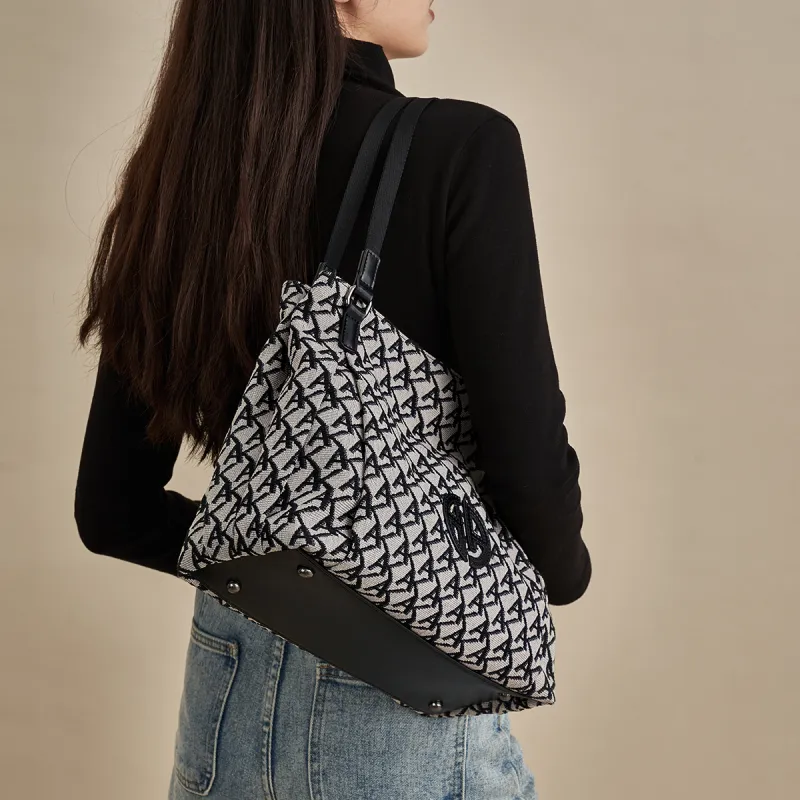 AOKANG Fabric Tote Bag, Shopping Bag, Handbag, Underarm Shoulder Bag, Mom Bag Large Size Women's Hepburn Black-2