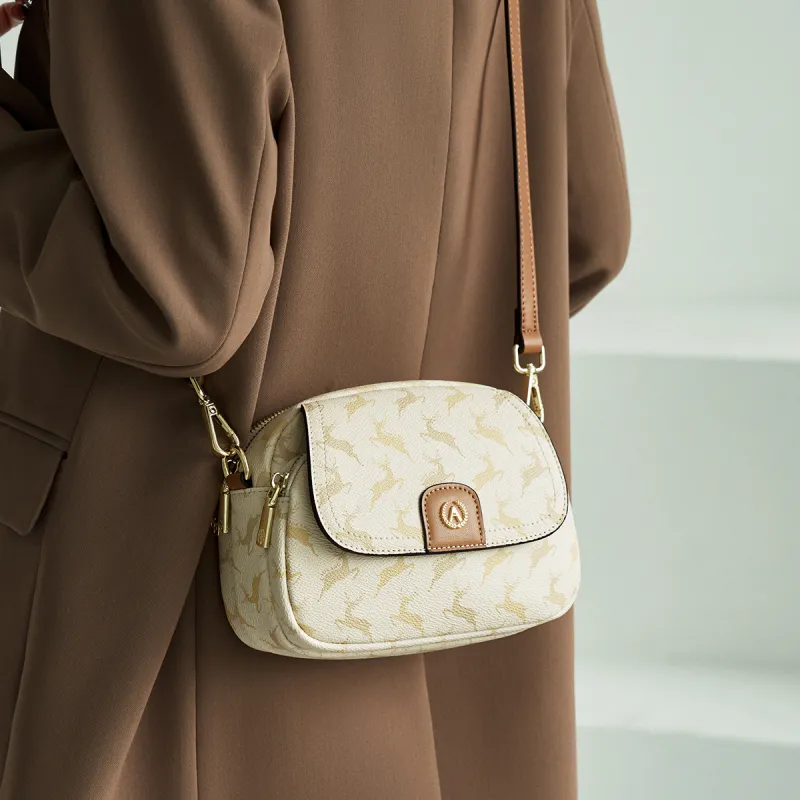 AOKANG PVC Small Round Bag, Crossbody Bag, Shoulder Bag, Shoulder Bag Regular Women's Cocoa Coffee/Nut Apricot-5