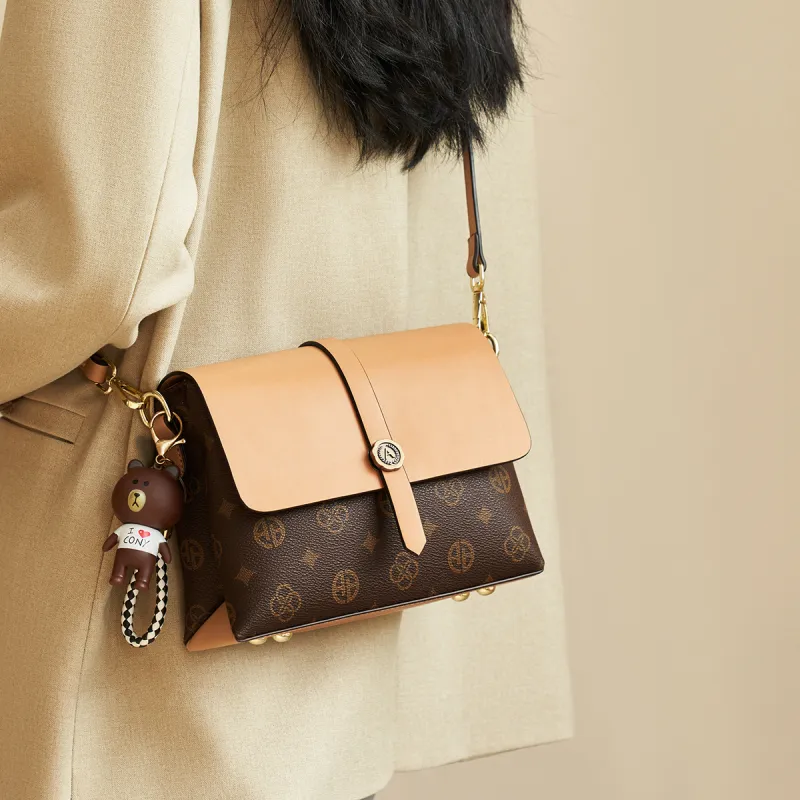 AOKANG PVC With Synthetic Leather Small Square Bag Shoulder Bag, Crossbody Bag Small Size Women's Cocoa Coffee/Coffee-7