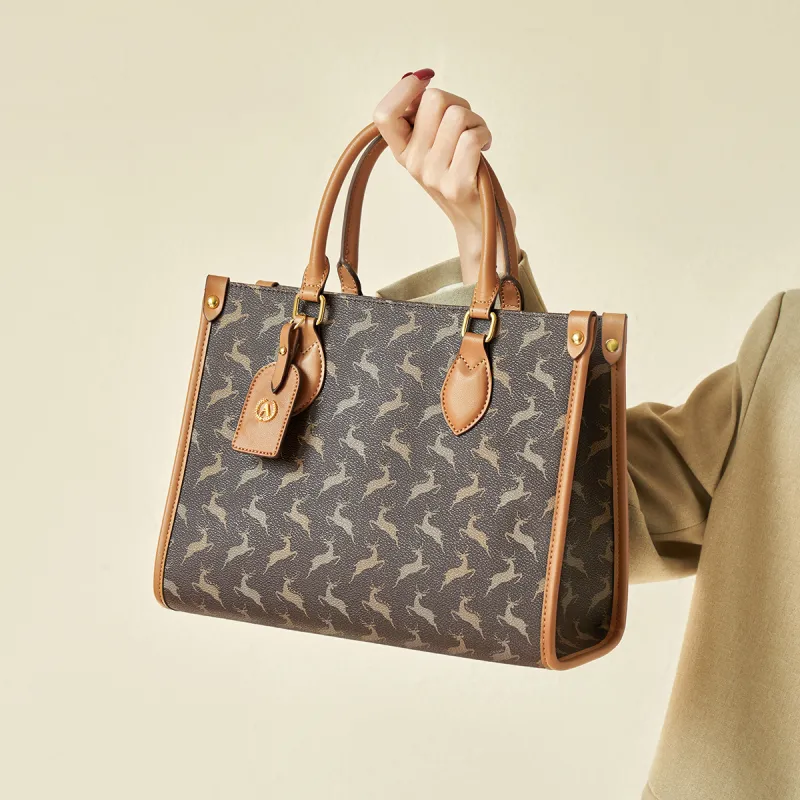 AOKANG PVC Tote Bag, Shopping Bag, Shoulder Bag, Handbag Large Size Women's Cocoa Coffee/Nut Apricot-1