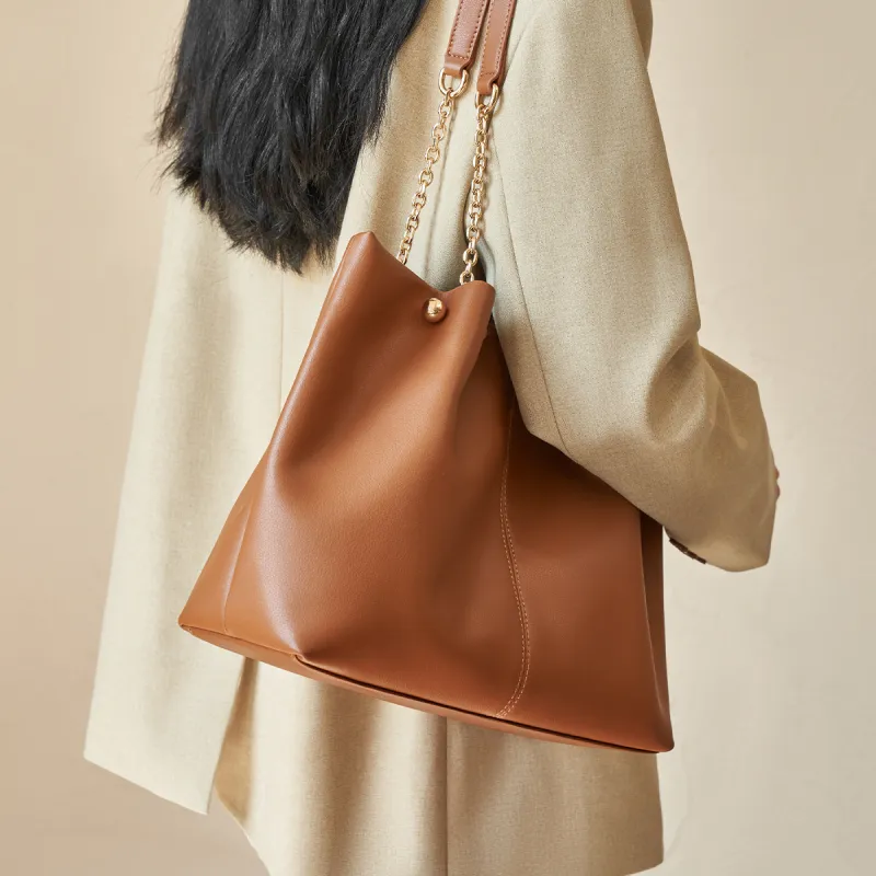 AOKANG Soft Cowhide School Bag Tote Bag Shopping Bag Shoulder Bag Large Size Women's Ecru/Hepburn Black/Apricot Brown-12