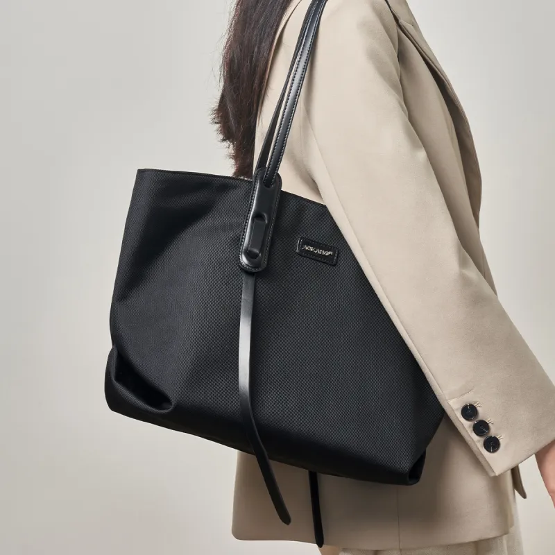 AOKANG Fabric Tote Bag, Shopping Bag, Combo Bag, Shoulder Bag, Handbag, Canvas Bag Large Size Women's Khaki/Black-2