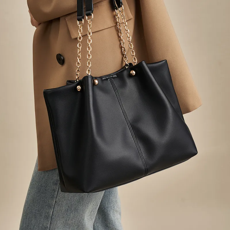 AOKANG Soft Cowhide School Bag Tote Bag Shopping Bag Shoulder Bag Large Size Women's Ecru/Hepburn Black/Apricot Brown-6