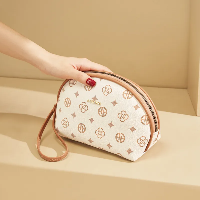 AOKANG PVC Clutch Mini Women's Coffee/Ecru-5