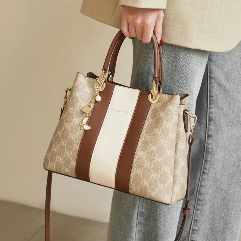 AOKANG PVC Lady Dior Bag Tote Handbag, Shoulder Bag, Crossbody Bag Tubas Women's Coffee Brown/Glazed Green-3