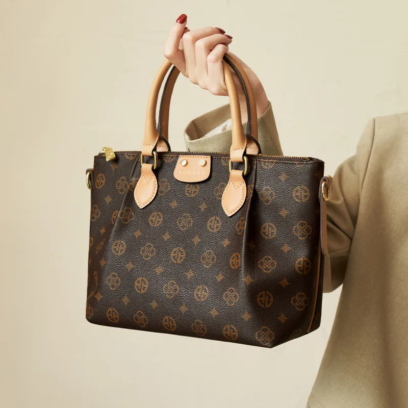 AOKANG PVC Tote Shoulder Bag, Mom Bag, Handbag, Vintage Bag, Mommy Bag, Crossbody Bag Large Size Women's Coffee-4