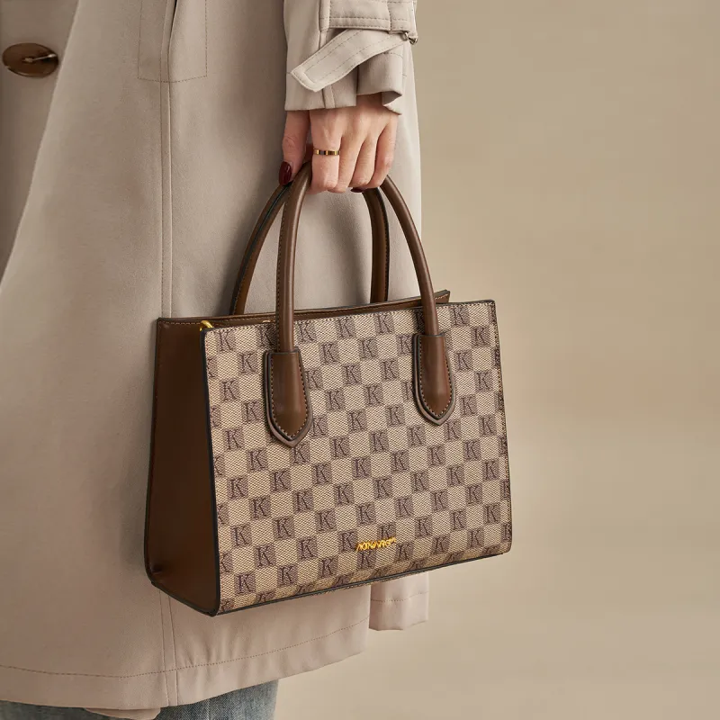 AOKANG PVC Crossbody Bags Totes Mom Bag Tote Bag Shopping Bag Shoulder Bags Handbags Medium Size Women's Khaki Coffee-1
