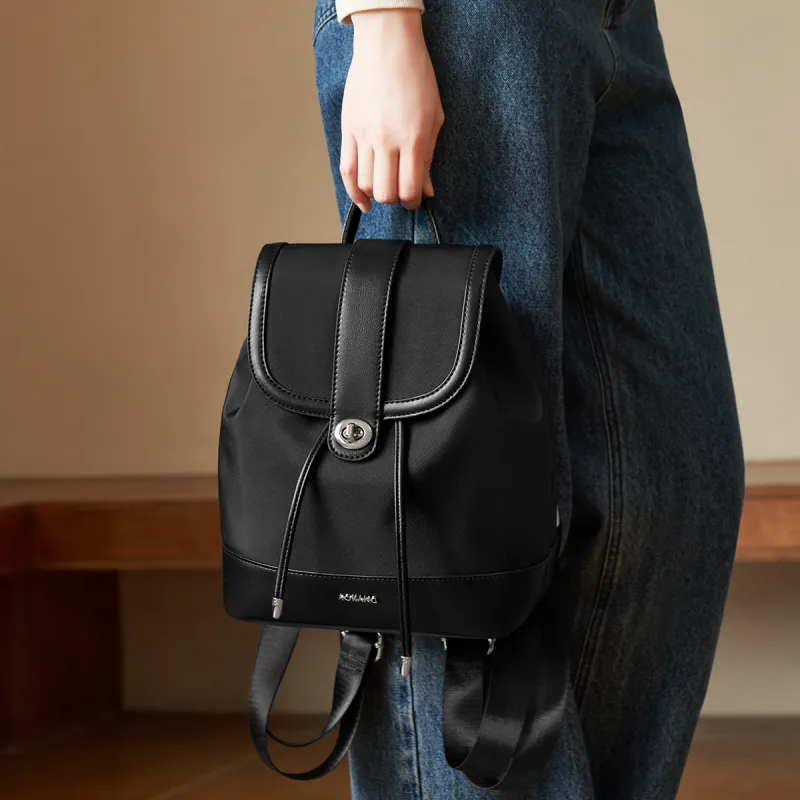 AOKANG Fabric, Synthetic Leather Backpack Commuter Bag Handbag Regular Women's Khaki/Classic Black-7