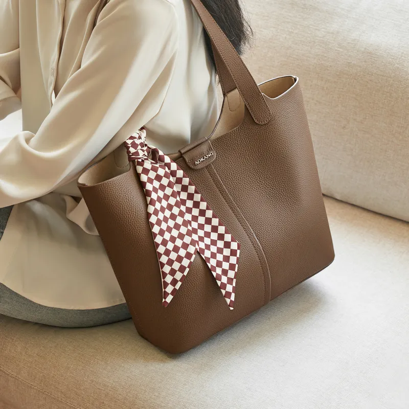AOKANG Cow Leather And Synthetic Leather Schooling Bag, Tote Bag, Shopping Bag, Shoulder Bag Large Size Women's-1