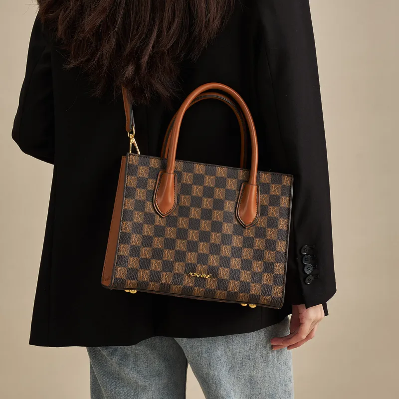 AOKANG PVC Crossbody Bags Totes Mom Bag Tote Bag Shopping Bag Shoulder Bags Handbags Medium Size Women's Khaki Coffee-6