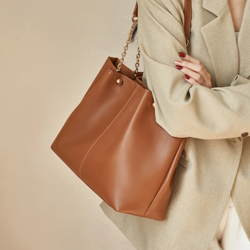 AOKANG Soft Cowhide School Bag Tote Bag Shopping Bag Shoulder Bag Large Size Women's Ecru/Hepburn Black/Apricot Brown-13