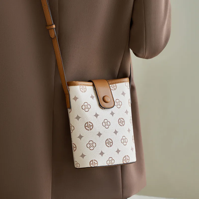 AOKANG PVC Crossbody Bag Mini Women's Coffee/Ecru-6