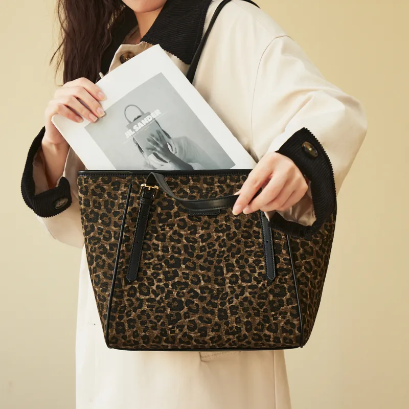 AOKANG Fabric Shoulder Bag, Tote Bag, Shopping Bag, Mommy Bag Large Size Women's Classic Black/Mocha-2