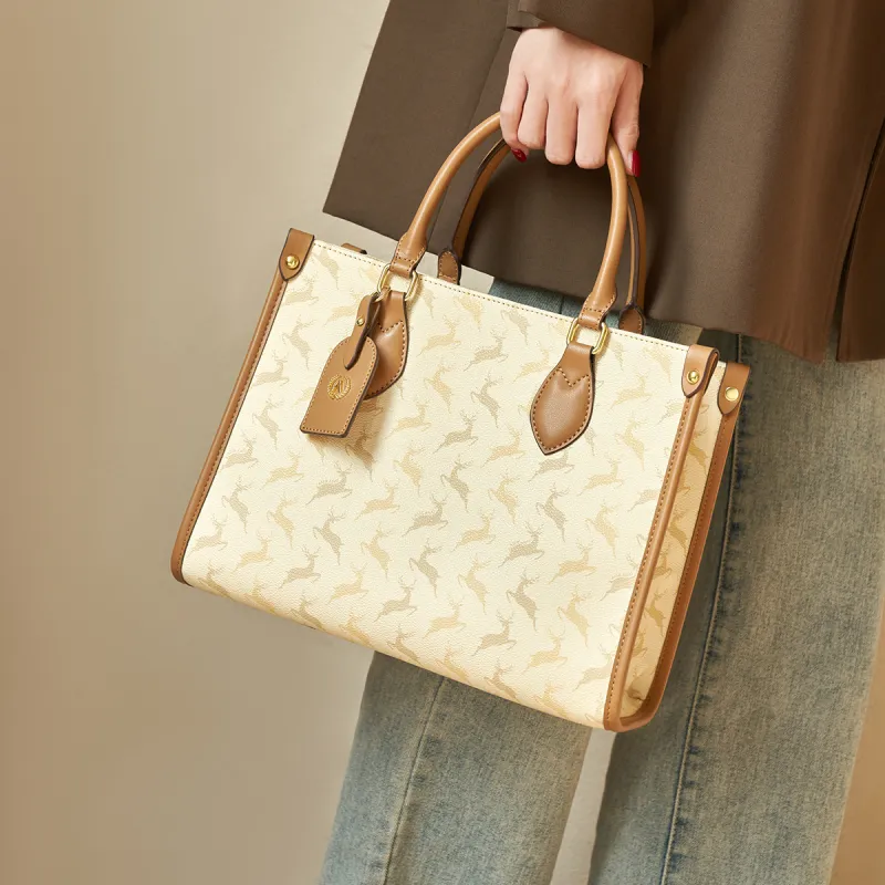 AOKANG PVC Tote Bag, Shopping Bag, Shoulder Bag, Handbag Large Size Women's Cocoa Coffee/Nut Apricot-6