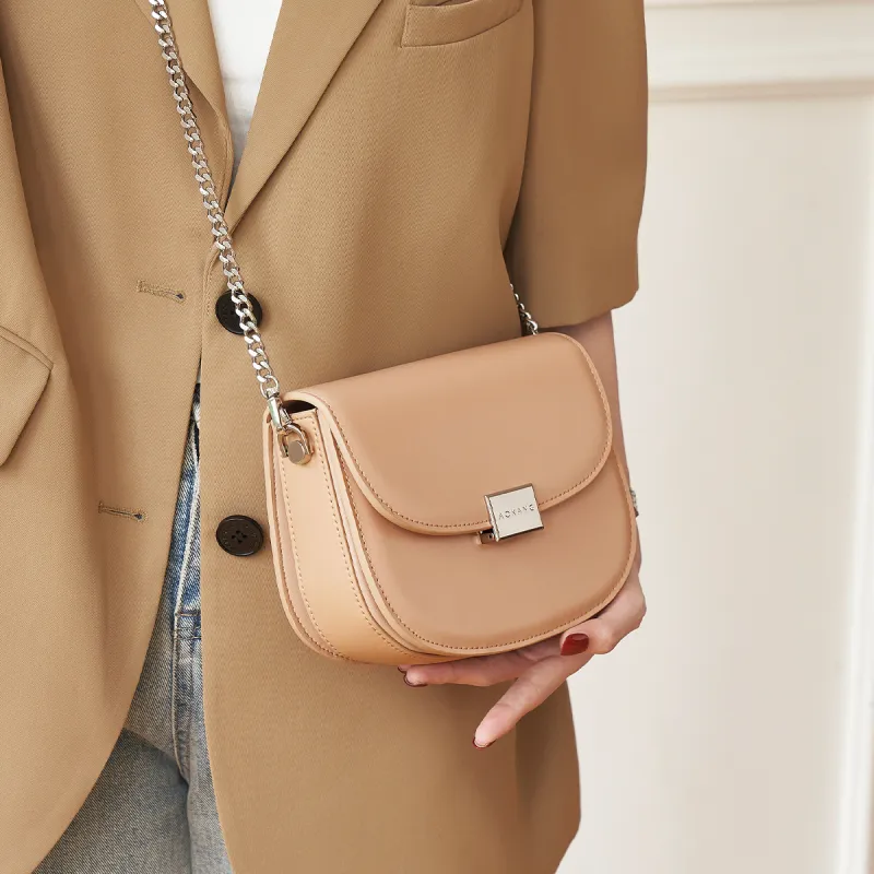 AOKANG Cow Leather Crossbody Bag Women's Caramel/Hepburn Black/Milkshake White/Cream Apricot-18