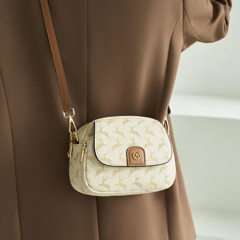 AOKANG PVC Small Round Bag, Crossbody Bag, Shoulder Bag, Shoulder Bag Regular Women's Cocoa Coffee/Nut Apricot-6