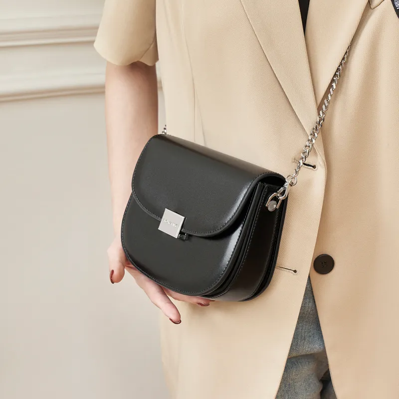 AOKANG Cow Leather Crossbody Bag Women's Caramel/Hepburn Black/Milkshake White/Cream Apricot-7