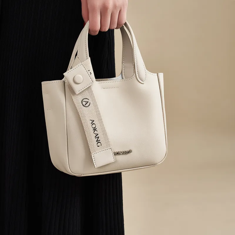 AOKANG Cow Split Leather Bucket Bag, Crossbody Bag, Handbag Regular Women's Cocoa Brown/Hepburn Black/Cream Apricot-18