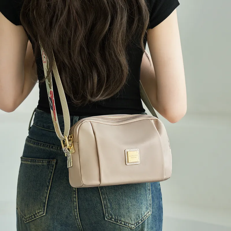 AOKANG Fabric One Shoulder Small Square Bag Small Size Women's Khaki/Dark Pink/Classic Black-1