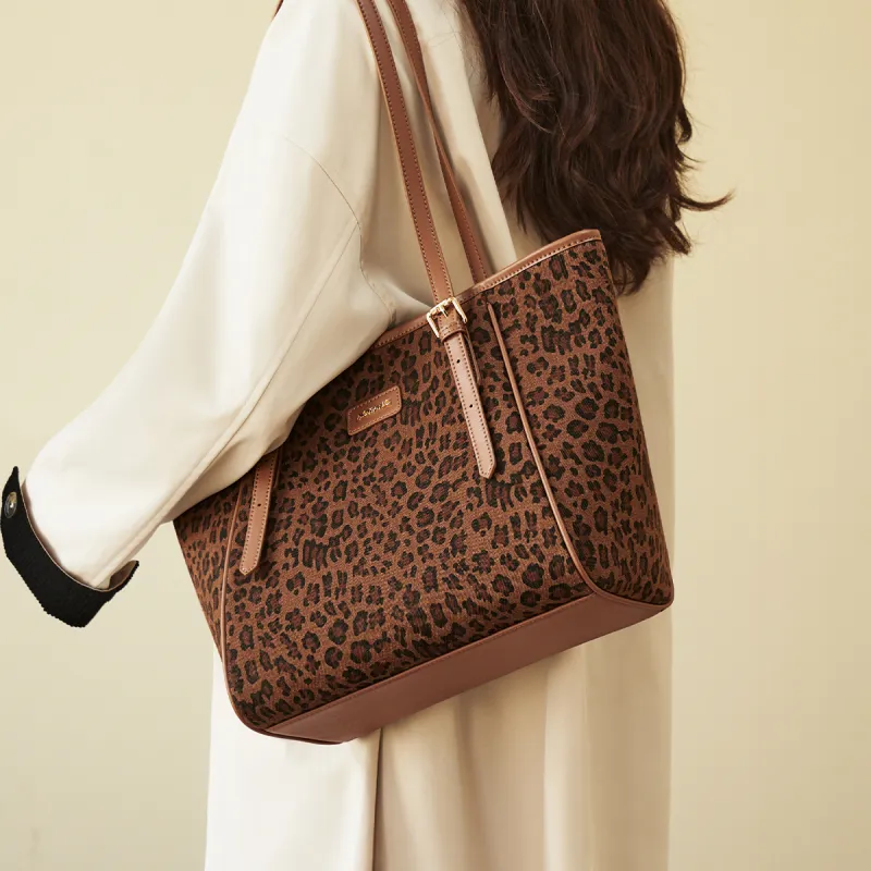 AOKANG Fabric Shoulder Bag, Tote Bag, Shopping Bag, Mommy Bag Large Size Women's Classic Black/Mocha-7