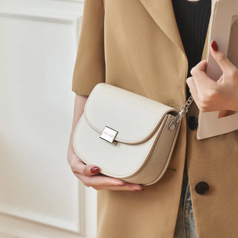AOKANG Cow Leather Crossbody Bag Women's Caramel/Hepburn Black/Milkshake White/Cream Apricot-13