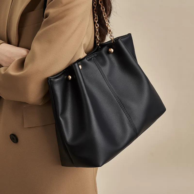 AOKANG Soft Cowhide School Bag Tote Bag Shopping Bag Shoulder Bag Large Size Women's Ecru/Hepburn Black/Apricot Brown-8