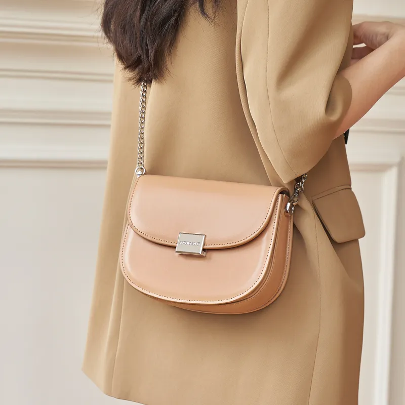 AOKANG Cow Leather Crossbody Bag Women's Caramel/Hepburn Black/Milkshake White/Cream Apricot-16