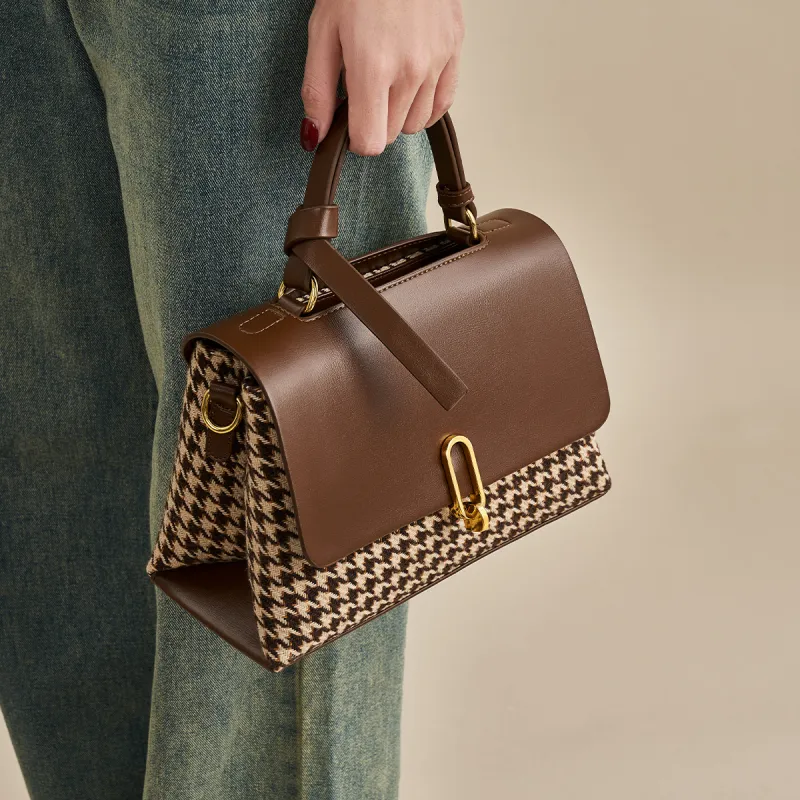 AOKANG Fabric Shoulder Bag, Handbag, Tote, Crossbody Bag, Mom Bag Medium Size Women's Cocoa Coffee-2