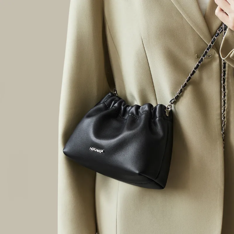 AOKANG Cow Leather Crossbody Shoulder Bag Small Size Women's Cream Apricot/Cookie/Classic Black-11
