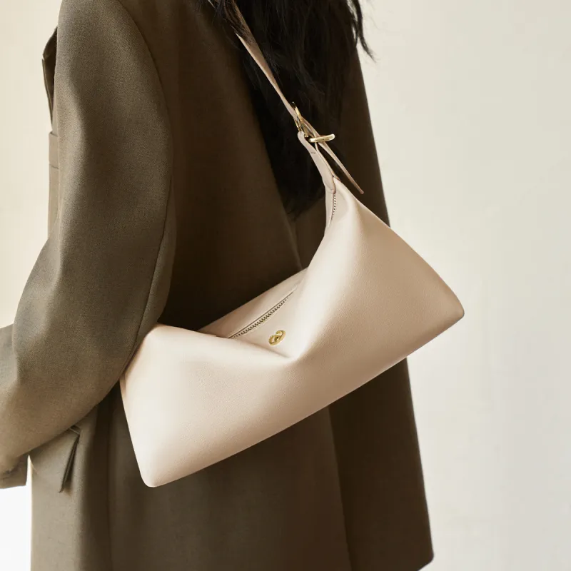 AOKANG Cow Leather Baguette Bag Crossbody Bag Shoulder Bag Large Size Women's Classic Black/Caramel Brown/Cream Apricot-11