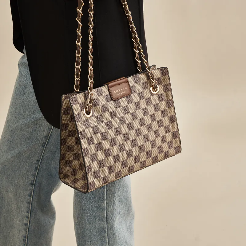 AOKANG PVC Tote Underarm Shoulder Bag, Crossbody Bag For Mom Women's Khaki Coffee/Coffee/Caramel Coffee/Ecru-2