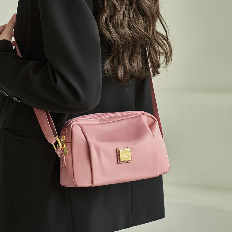 AOKANG Fabric One Shoulder Small Square Bag Small Size Women's Khaki/Dark Pink/Classic Black-7